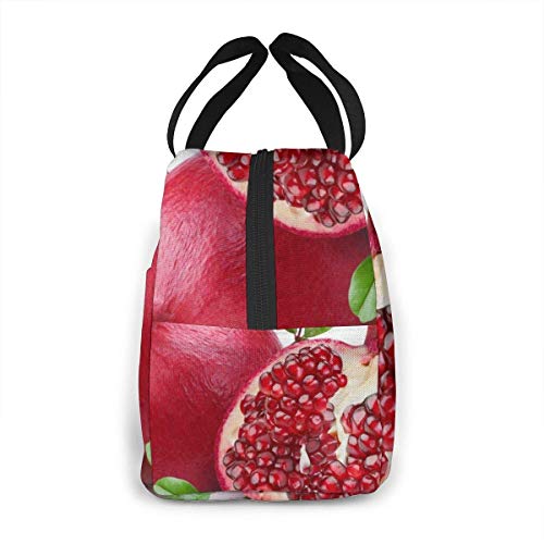 Lawenp Bolsa de almuerzo con aislamiento impermeable para frutas maduras de granada, bolsa de almuerzo reutilizable con bolsa térmica de bolsillo para el trabajo escolar, viajes al aire libre