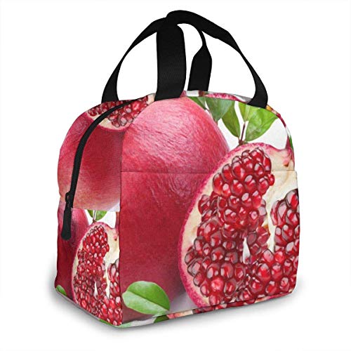Lawenp Bolsa de almuerzo con aislamiento impermeable para frutas maduras de granada, bolsa de almuerzo reutilizable con bolsa térmica de bolsillo para el trabajo escolar, viajes al aire libre