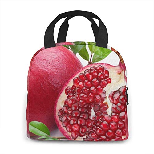 Lawenp Bolsa de almuerzo con aislamiento impermeable para frutas maduras de granada, bolsa de almuerzo reutilizable con bolsa térmica de bolsillo para el trabajo escolar, viajes al aire libre