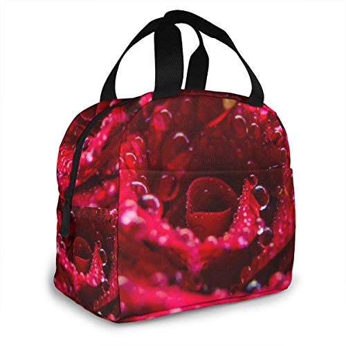 Lawenp Bolsa de almuerzo con aislamiento impermeable Rose Closeup, lonchera térmica reutilizable con bolsa de mano para el trabajo escolar, viajes al aire libre