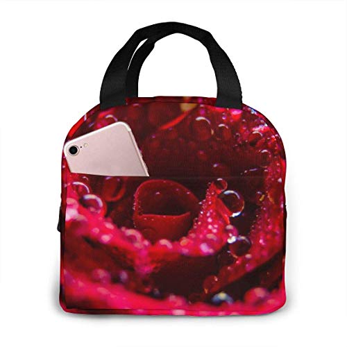 Lawenp Bolsa de almuerzo con aislamiento impermeable Rose Closeup, lonchera térmica reutilizable con bolsa de mano para el trabajo escolar, viajes al aire libre
