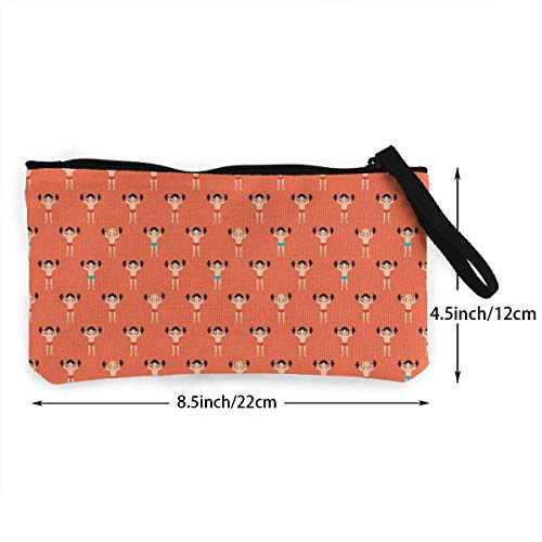 Lawenp Monedero de Lona Cool Crazy Weight Lifting Body Builders Pattern Canvas Coin Purse Bag Portable Purse Pouch Bag with Zipper for Lipstick CoinsCredit Card Headset USB Charger Keys