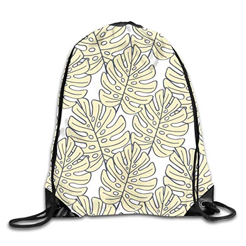 Lawenp Plegable Tropical Leaves Seamless Pattern Nature Foliage Drawstring Bag, Sports Cinch Sacks String Drawstring Backpack for Picnic Gym Sport Beach Yoga