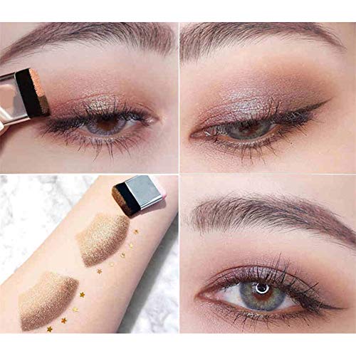 Lazy sombra de ojos sombra de ojos de larga duración a prueba de agua en dos tonos del brillo gradiente de sombra de ojos paleta de maquillaje sombra de ojos Fácil Rápido conjunto con pincel (02) 1PC