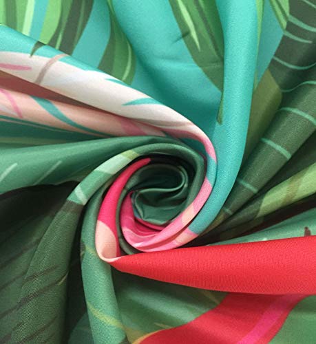 LB Flamenco Rosa Tropical Cortina de Ducha con Ganchos,150W * 180H CM Hojas de Palma de la Selva de Verano Cortinas de baño, Tejido de poliéster Resistente al Agua antimoldes