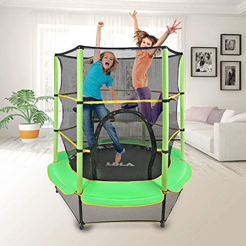 LBLA Trampolín para Niños ø 140 cm Interior/Exterior Cama Elástica Redonda con Recinto, Red de Seguridad Trampolín de Jardín Ejercicio Fitness Jump para Infantil Chico Chica 3456 años