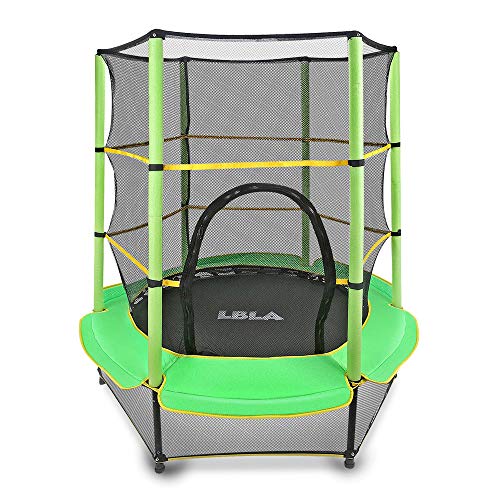 LBLA Trampolín para Niños ø 140 cm Interior/Exterior Cama Elástica Redonda con Recinto, Red de Seguridad Trampolín de Jardín Ejercicio Fitness Jump para Infantil Chico Chica 3456 años