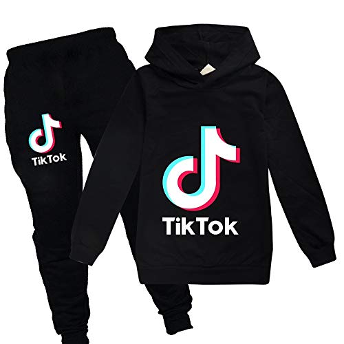 LBTIAN TIK Tok Unisex del chándal de Manga Larga con Capucha Sudaderas con Capucha y Pantalones Largos 2 Piezas de Deporte Juego de la Manera Ocasional de la Camiseta for los Aficionados a la música