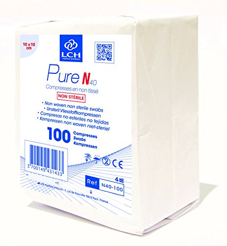 LCH - N40-100 - Compresas Pure N- No tejidas - No estérilisadas - Suaves al tacto - No se deforman - No se adhieren a la piel - Compatible con todas las soluciones antisépticas