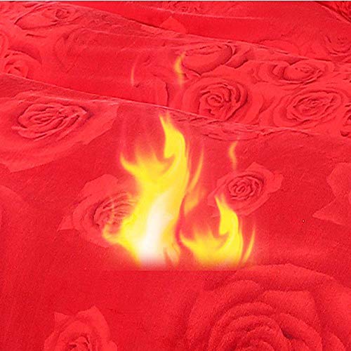 LDDPP Funda de Edredón de Felpa para Invierno,de Forro Polar, Doble Cara, Impresión de Encaje, Color Dorado, Falda de Cama de Visón de Cuatro Piezas, Suave, Juego,Reina,Pétalos Perfumados