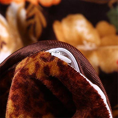 LDDPP Funda de Edredón de Felpa para Invierno,de Forro Polar, Doble Cara, Impresión de Encaje, Color Dorado, Falda de Cama de Visón de Cuatro Piezas, Suave, Juego,Reina,Pétalos Perfumados