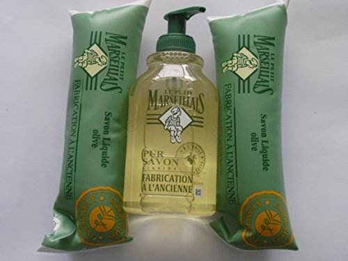 Le Petit Mars illais – Jabón líquido Pur Savon olivo 300 ml original de Francia + 2 Después de relleno Packs de 250 ml cada uno