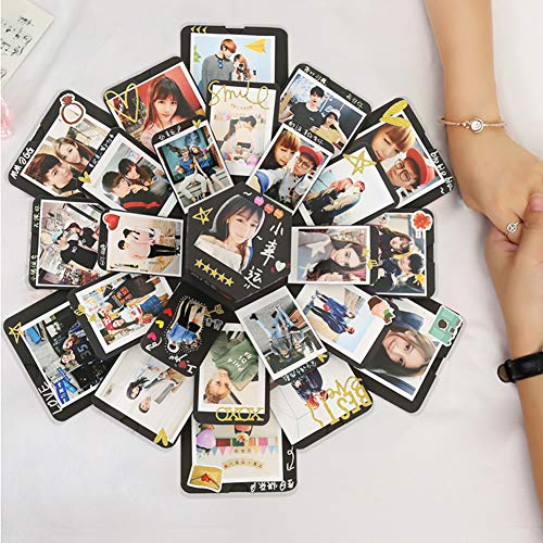 LEADSTAR Explosion Box, Álbum de Fotos Creative Scrapbook DIY de Bricolaje Libro Recuerdos Caja de Explosiones con 6 Caras para Cumpleaños Aniversario Boda San Valentín Día de la Madre Navidad, Negro