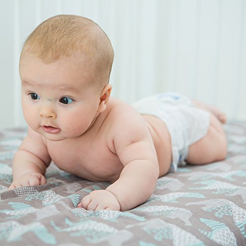 Lebze Muselina Manta Bebé | Mantas de Muselina de Bambú Algodón | 120x120 cm Pack de 2"Oso y Jirafa"