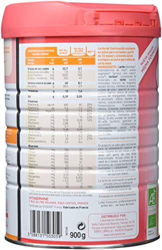 Leche Ecológica de crecimiento (10 meses a 3 años ), BABYBIO (900gr)