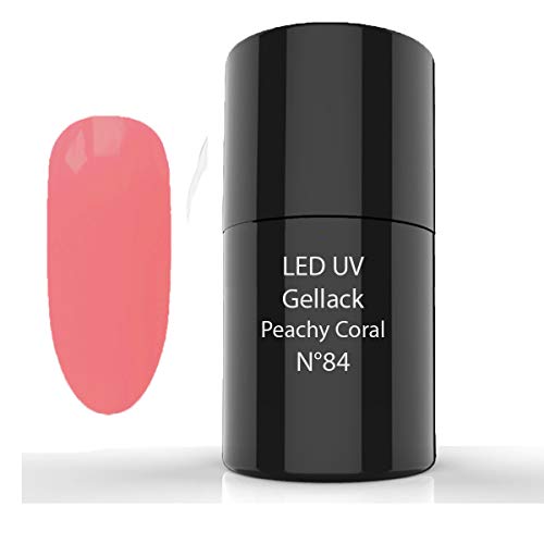 LED de UV gellack, Hybrid Polish, 84 Peachy Coral - Esmaltes de Uñas, Esmaltes en Gel Uñas UV LED, Esmaltes Semipermanentes para Uñas - Pintauñas para Manucira Profesional