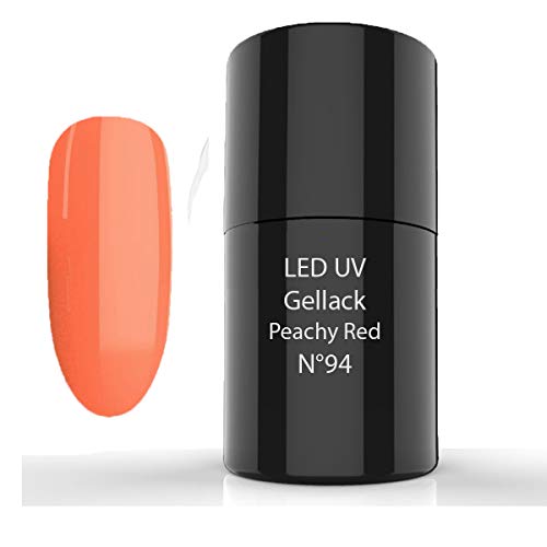 LED de UV gellack, Hybrid Polish, 94 Peachy Red - Esmaltes de Uñas, Esmaltes en Gel Uñas UV LED, Esmaltes Semipermanentes para Uñas - Pintauñas para Manucira Profesional