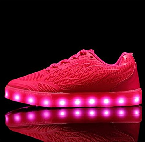 LED Zapatos,Shinmax Zapatillas LED USB de Carga de 7 Colores de Luz Zapatillas con Luces del Zapato por la Fiesta de Baile de Navidad de San Valentín (Rojo 35 EU)