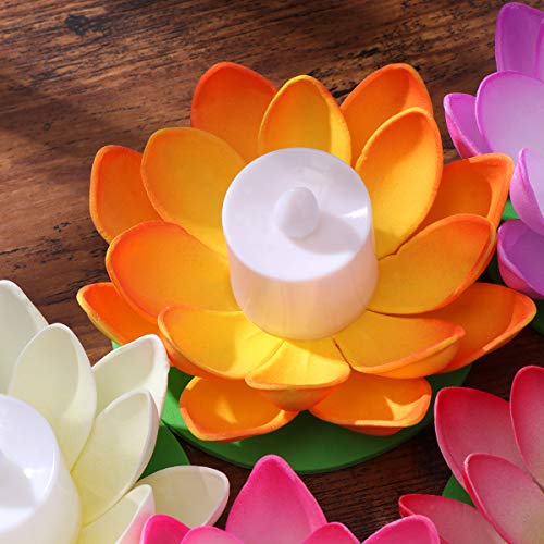 LEDMOMO 5 unids Lámpara de Loto Flotante Deseando Lily Candle Lotus Tealight Artificial Vela Flor Linternas Piscina Luz para Festival