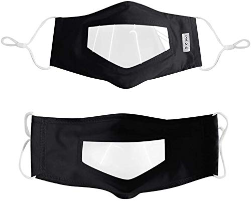 LEEYYO - Mascarillas faciales de protección, higiénicas, unisex, lavables, con goma ajustable y con ventana transparente para permitir ver la expresión facial a personas sordas-mudas