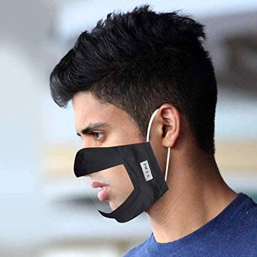 LEEYYO - Mascarillas faciales de protección, higiénicas, unisex, lavables, con goma ajustable y con ventana transparente para permitir ver la expresión facial a personas sordas-mudas