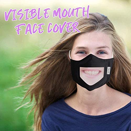 LEEYYO - Mascarillas faciales de protección, higiénicas, unisex, lavables, con goma ajustable y con ventana transparente para permitir ver la expresión facial a personas sordas-mudas