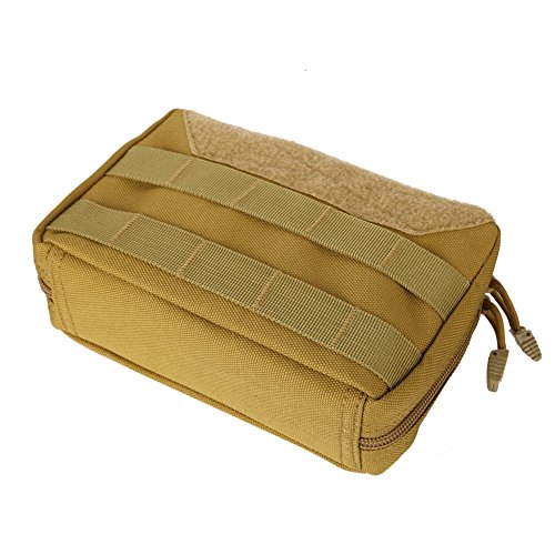 Leezo EDC - Bolsa de almacenamiento de primeros auxilios (nailon 1000D, impermeable, multicapas, para camping, mapas, herramientas de emergencia), caqui