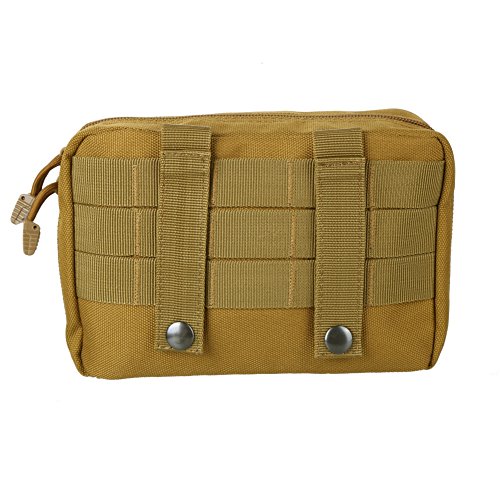 Leezo EDC - Bolsa de almacenamiento de primeros auxilios (nailon 1000D, impermeable, multicapas, para camping, mapas, herramientas de emergencia), caqui