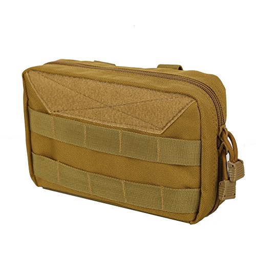 Leezo EDC - Bolsa de almacenamiento de primeros auxilios (nailon 1000D, impermeable, multicapas, para camping, mapas, herramientas de emergencia), caqui