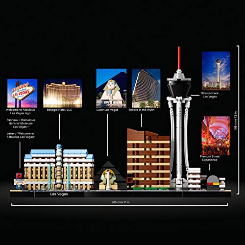 LEGO Architecture - Las Vegas, Set de Construcción del Skyline de la ciudad, Incluye Maquetas de los Hoteles Bellagio, Luxor y Encore (21047)