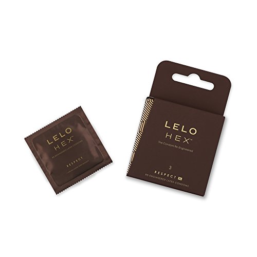 LELO HEX Respect XL: Condones de Talla Grande con Estructura Hexagonal Única. Pack de 3 Condones Lubricados, Finos y Resistentes