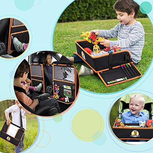 lenbest Mesa para Niños en la Asiento de Coche, Tablero Impermeable del Coche, Dos Formas de Usar - 42.5x32.5x12cm, Bandeja de Coche y Cochecito y Avión (Juego de Papel de Dibujo Educativo Extra)