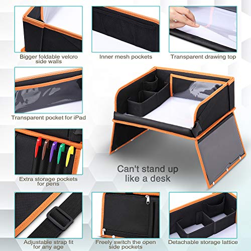 lenbest Mesa para Niños en la Asiento de Coche, Tablero Impermeable del Coche, Dos Formas de Usar - 42.5x32.5x12cm, Bandeja de Coche y Cochecito y Avión (Juego de Papel de Dibujo Educativo Extra)