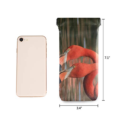 LENNEL Gafas de sol Bolsa Joyas Bolsa Luz Flamingo Agua Rosa Estuches para gafas Almacenamiento lindo para mujer Hombres Squeeze Top Portable