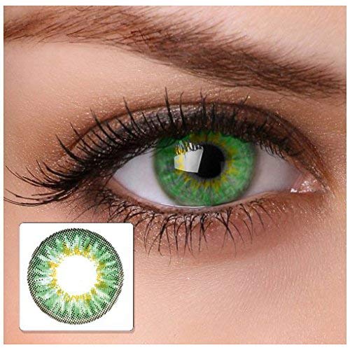 Lentillas de colores verde – sin graduación – cool green – para ojos claros & oscuros – estuche de lentillas gratis – dos lentillas