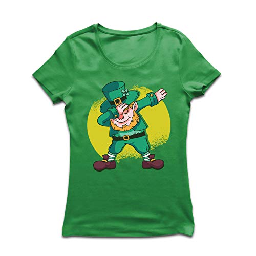 lepni.me Camiseta Mujer Dabbing Leprechaun St. Patricks Day Irish Symbol (Small Verde Multicolor)