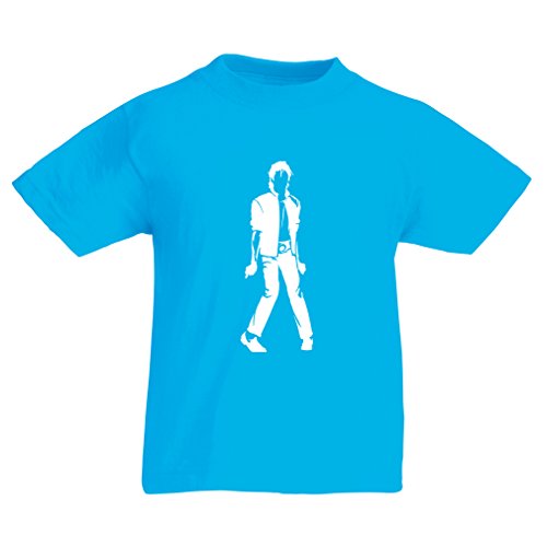 lepni.me Camiseta para Niño/Niña Me Encanta M J - Rey del Pop, 80s, 90s Músicamente Camisa, Ropa de Fiesta (3-4 Years Azul Claro Blanco)