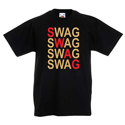 lepni.me Camiseta para Niño/Niña Swag Fashion, Hipster Clothing Urban Street Style Outfits (9-11 Years Negro Oro)