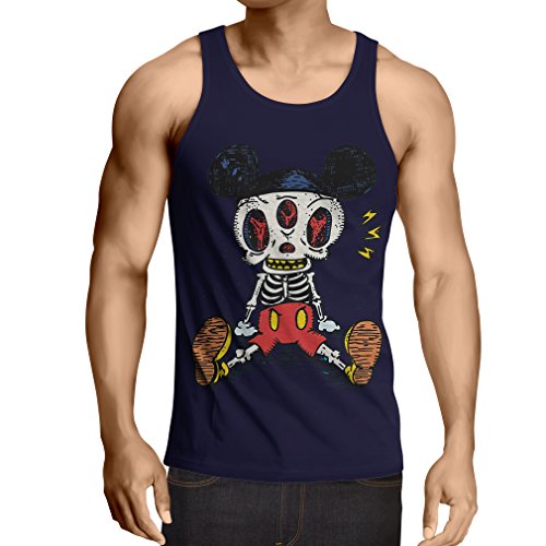 lepni.me Camisetas de Tirantes para Hombre Esqueleto de un ratón (Large Azul Multicolor)