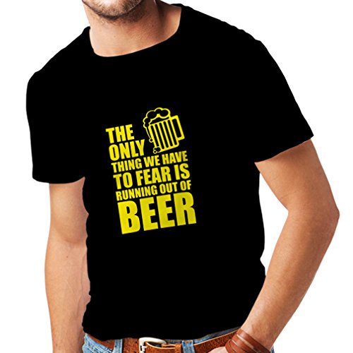 lepni.me Camisetas Hombre Tener Miedo de no Tener una Cerveza - para la Fiesta, Bebiendo Camisetas (X-Large Negro Amarillo)