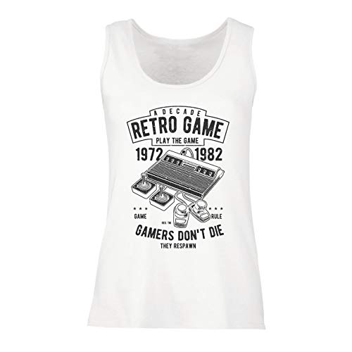 lepni.me Camisetas sin Mangas para Mujer Década de Juegos Retro, Ellos reaparecen Los Jugadores no Mueren (XX-Large Blanco Multicolor)