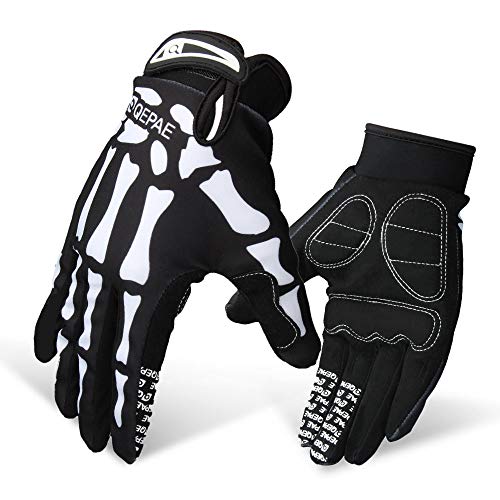 LERWAY Guantes de Ciclismo Antideslizante de Dedo Completo MTB Bicicleta Moto Accesorios Guantes para Deportes al Aire Libre Monstruo Guantes de Esqueleto Creativo (M)