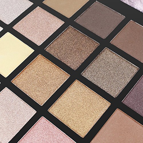 LeSB 24 Colors Shimmer Matte Eyeshadow Base Palettes Glitter Professional Rose Gold Cosmetic Brush Applicators 3PCS Brushes Set