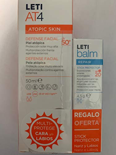 LETI AT4. DEFENSE FACIAL 50+. 50ML. REGALO LETIBALM LABIAL4,5G