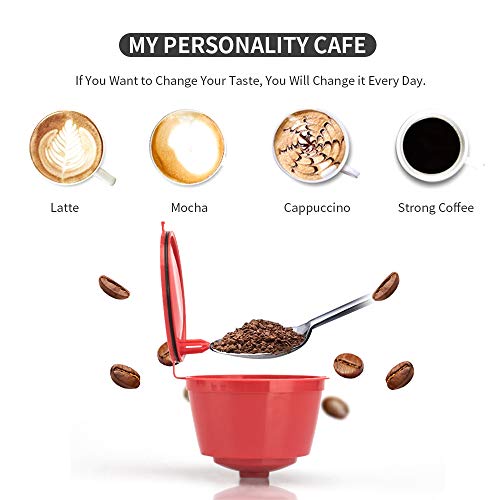 Letilio Filtros Cápsulas de Café Multicolor para Dolce Gusto Cafetera Fuerte al Menos 160 Veces de usos para reemplazo,6 pcs con 1 cucharón de plástico y 1 Cepillo de Limpieza…