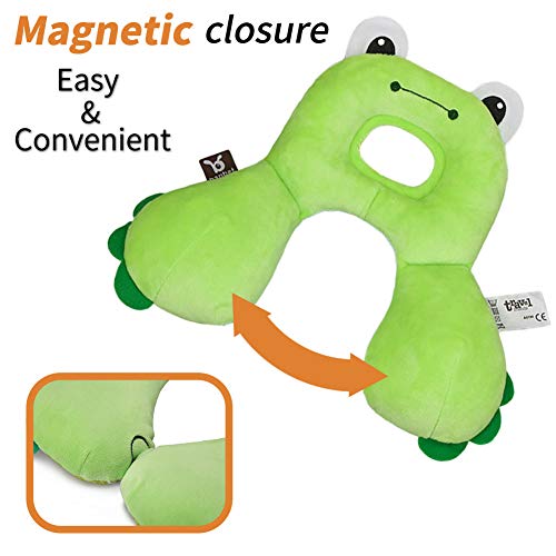 Letton Almohada de Viaje para bebé - Soporte para Cabeza, Cuello y Barbilla del Asiento de Auto para bebé - Diseño ergonómico para la protección de la Columna Cervical - para 1-4 años (Rana Verde)