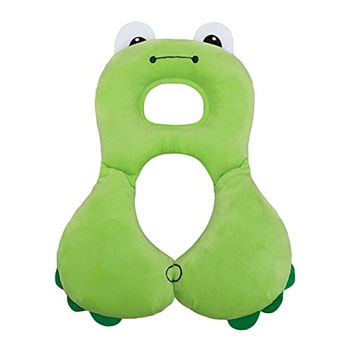 Letton Almohada de Viaje para bebé - Soporte para Cabeza, Cuello y Barbilla del Asiento de Auto para bebé - Diseño ergonómico para la protección de la Columna Cervical - para 1-4 años (Rana Verde)