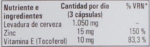 LEVA ZINC Complemento alimenticio de zinc, levadura de cerveza y vitamina E para ayudar a prevenir la caída del cabello también bueno para cabello piel y uñas Suplemento de vitaminas para fortalecer el pelo 225 cápsulas vegetales HIJAS DEL SOL vegano