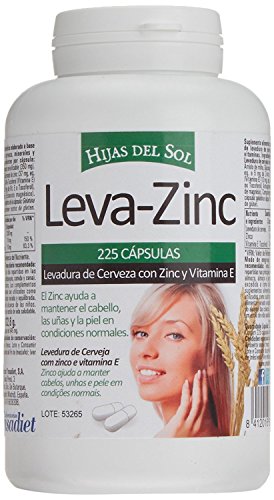 LEVA ZINC Complemento alimenticio de zinc, levadura de cerveza y vitamina E para ayudar a prevenir la caída del cabello también bueno para cabello piel y uñas Suplemento de vitaminas para fortalecer el pelo 225 cápsulas vegetales HIJAS DEL SOL vegano