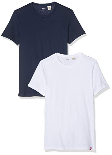Levi's 2pk Crewneck 1 Camiseta, Multicolor (2 Pack Slim Crew Dress Blues/White 0002), X-Large (Pack de 2) para Hombre